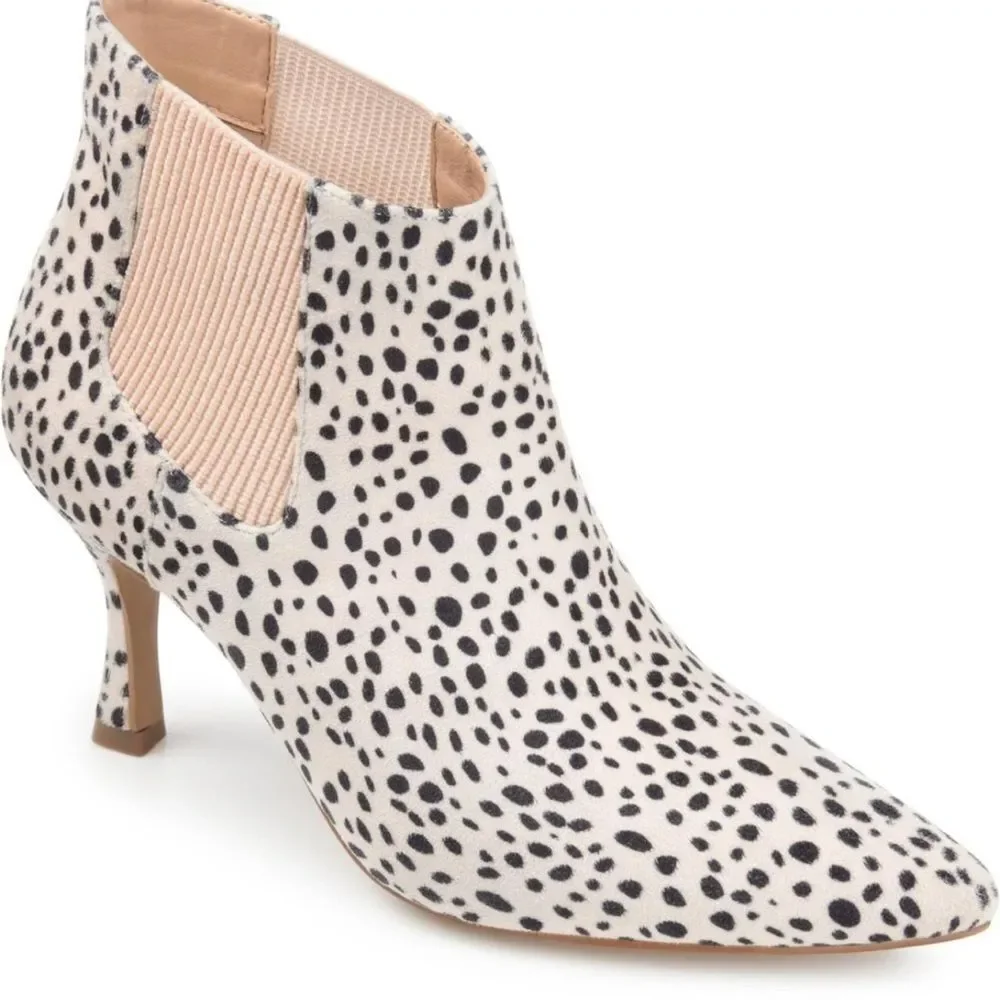 NIB Journeys Collection Stylish Black and Cream Animal Print Ankle Boots Sz 6 - Picture 3 of 5